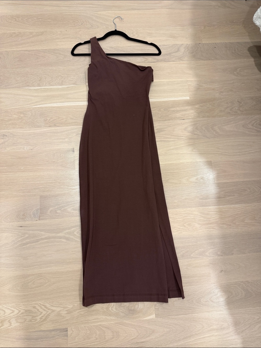 Dynamite One-Shoulder Chocolate Brown Maxi Dress